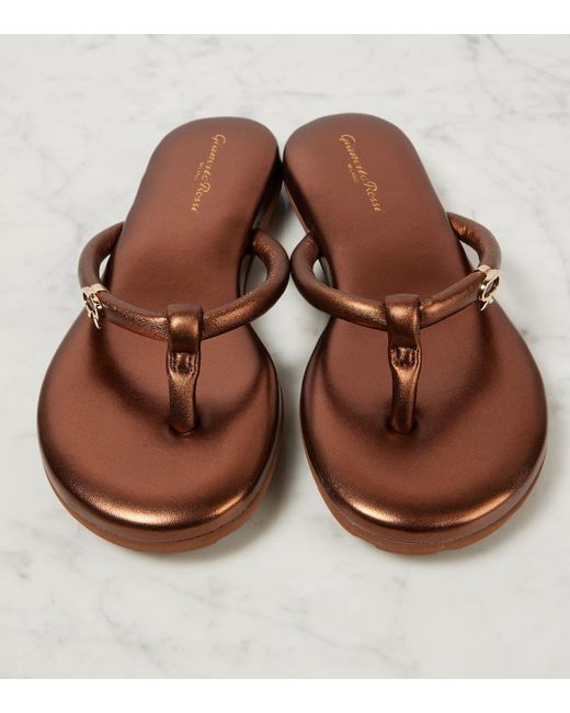 Gianvito Rossi Brown Fiji Leather Thong Sandals