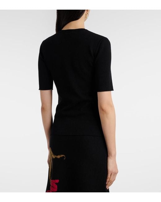 Erdem Black Floral Jacquard Top