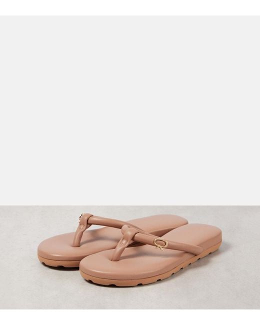 Gianvito Rossi Pink Juno Leather Thong Sandals