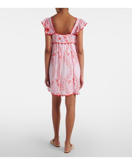 Juliet Dunn Pink Bedrucktes Minikleid Aus Baumwolle