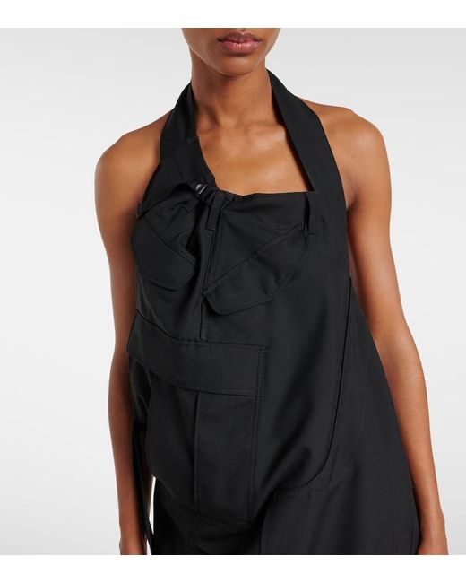 Junya Watanabe Black Halterneck Wool Midi Dress