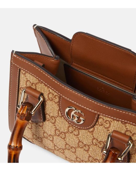 Gucci Brown Tote Diana Small Gg Aus Canvas