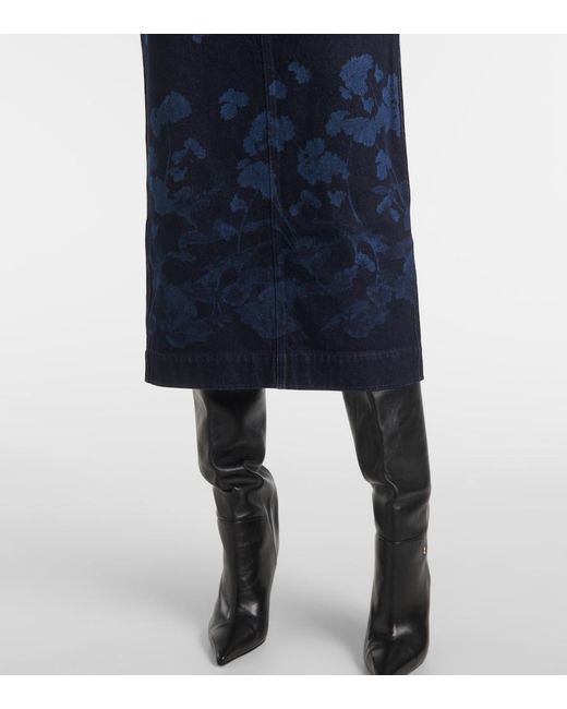 Erdem Blue Floral Denim Midi Dress