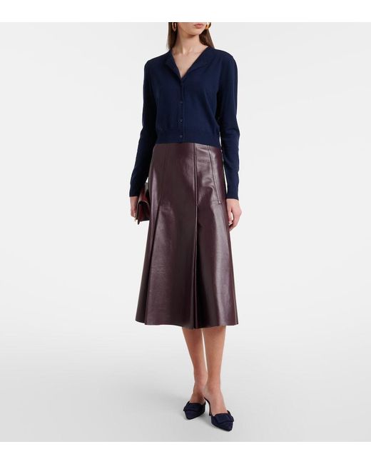 Carolina Herrera Blue Cropped Wool Cardigan