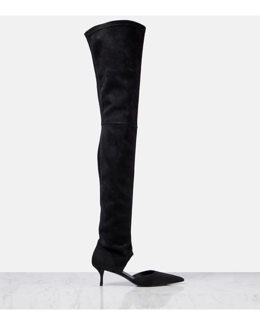 Alaïa Black Stretch 55 Suede Over-The-Knee Boots