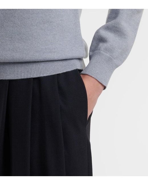 Brunello Cucinelli Blue Verzierter Pullover Aus Kaschmir