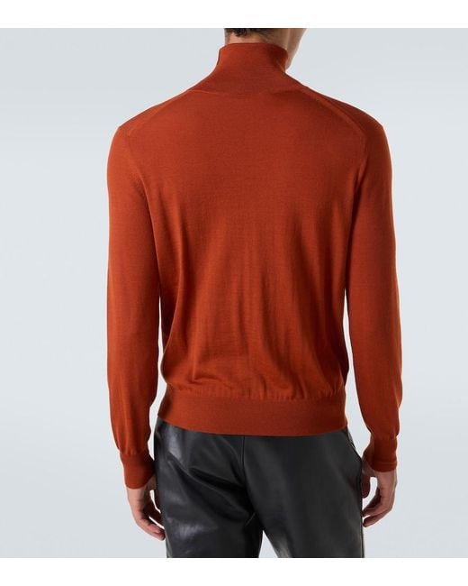 Saint Laurent Red Wool Turtleneck Sweater for men