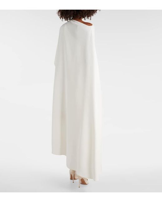 Vestido midi de seda asimetrico con capa Valentino de color White