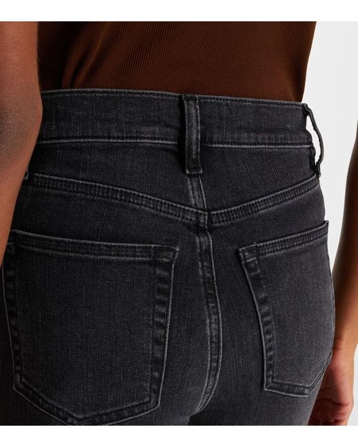 FRAME Blue Le Sleek Cropped High-Rise Straight Jeans
