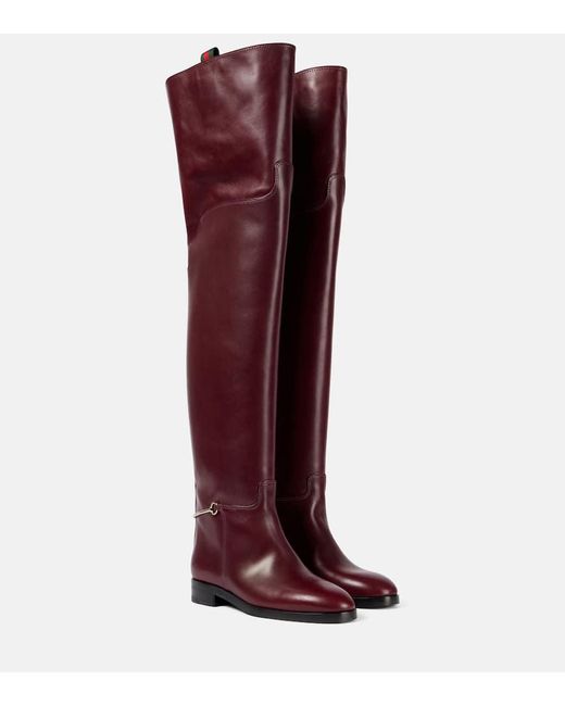 Gucci Red Leather Over-The-Knee Boots