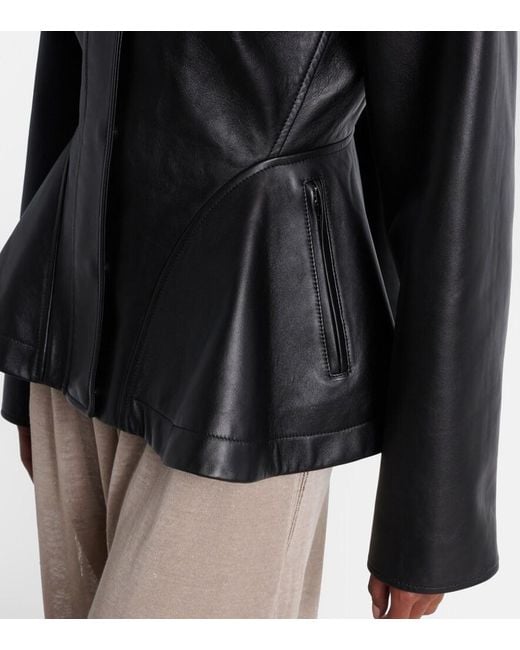 Alaïa Black Peplum Leather Jacket
