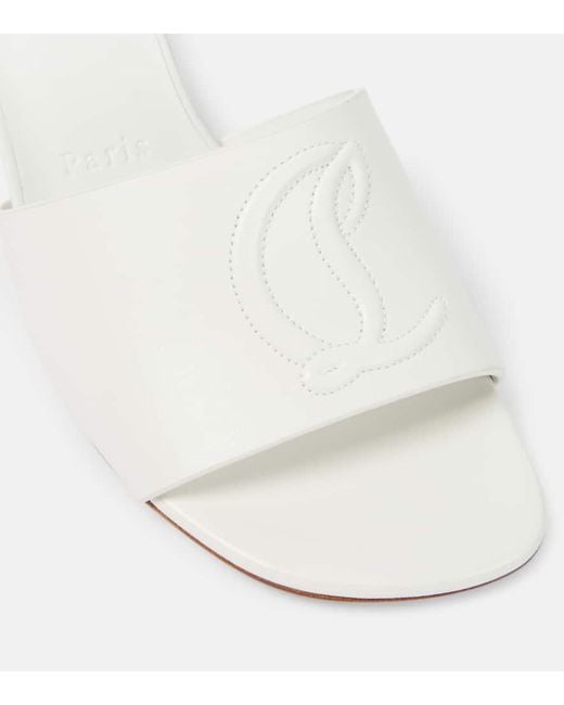 Christian Louboutin White Pantoletten So Cl 55 Aus Leder