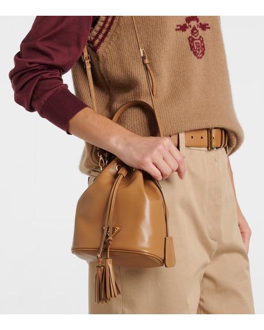 Prada Brown Bucket-Bag Small Aus Leder