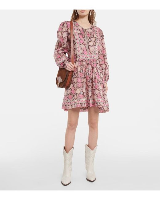 Isabel Marant Red Gilinesia Floral-Print Cotton Minidress