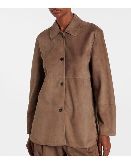 Max Mara Brown Hemdjacke Estate Aus Veloursleder