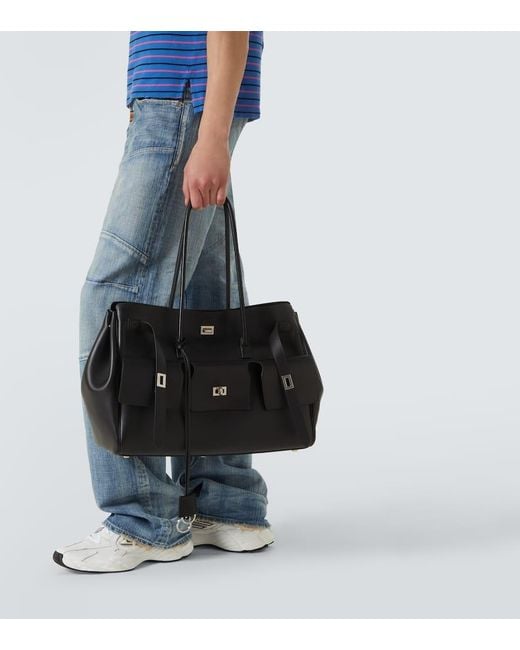 Balenciaga Black Bel Air Carry All Large Leather Tote Bag for men