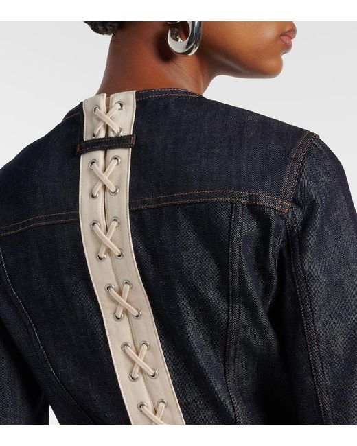 Jean Paul Gaultier Blue Lace-Up Cropped Denim Jacket