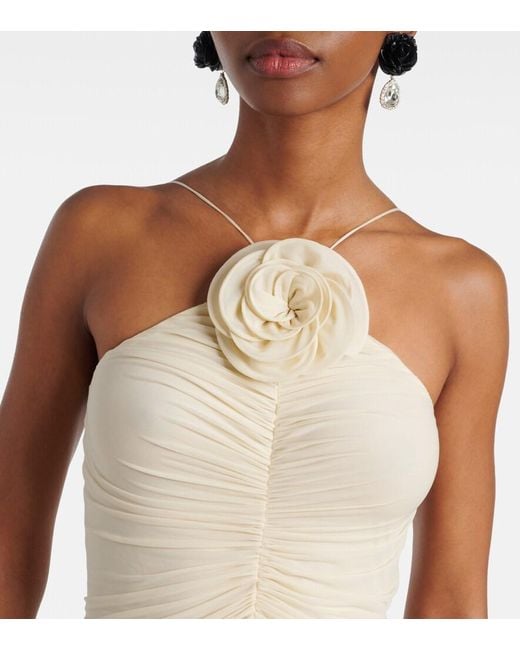 Magda Butrym Natural Ruched Halterneck Midi Dress