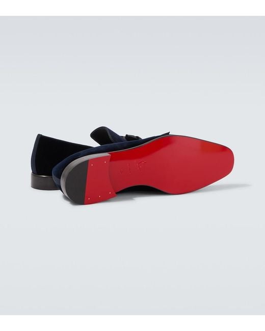 Christian Louboutin Black December First Bow-Detail Velvet Loafers for men