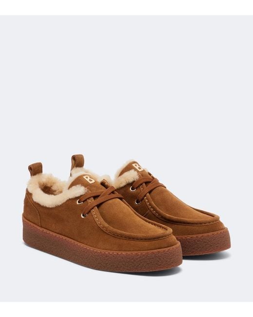 Bogner Brown Lucerne Shearling-Lined Suede Sneakers