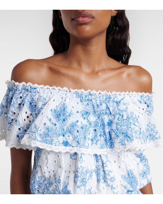 Melissa Odabash Blue Larna Printed Cotton Midi Dress