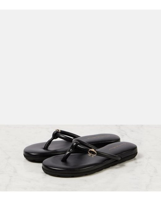 Gianvito Rossi Brown Juno Leather Thong Sandals