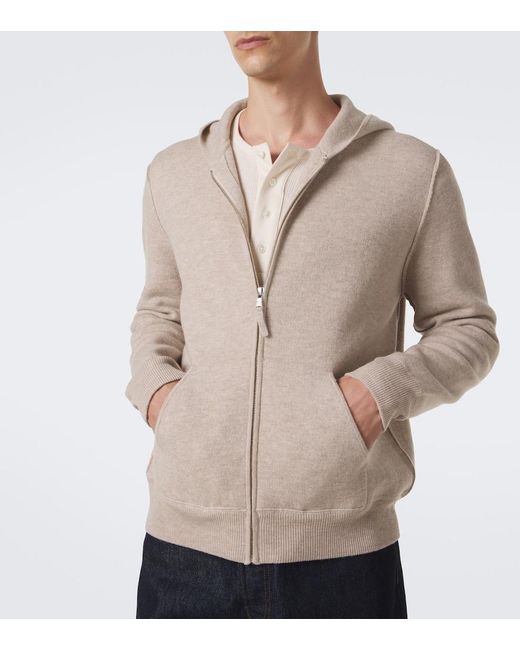 Allude Natural Wool And Cashmere Zip-Up Hoodie for men