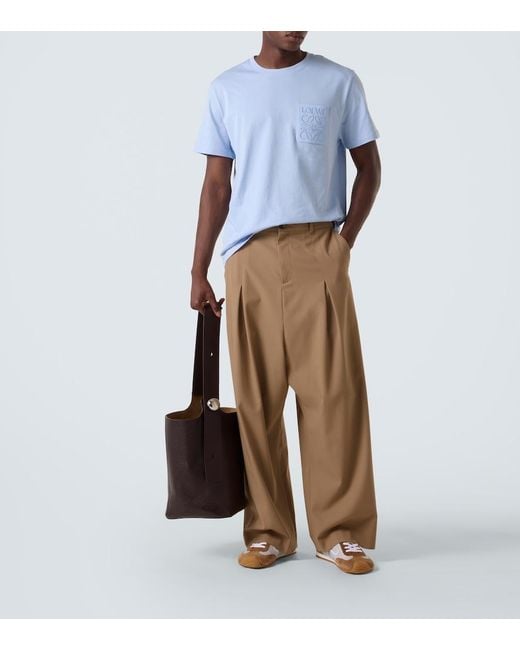 Loewe Blue Embroidered Tonal Pocket T-Shirt for men