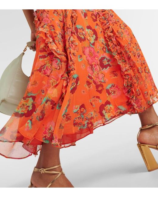 Ulla Johnson Red Midikleid Avrelie Aus Seide