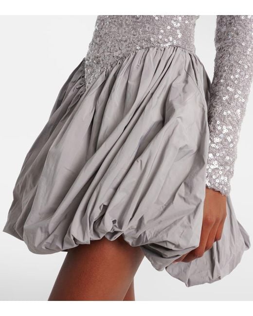 ROTATE BIRGER CHRISTENSEN Gray Sequined Asymmetric Minidress