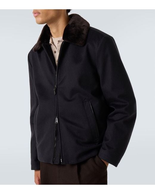 Chaqueta De Cachemir Con Borrego Canali de hombre de color Black