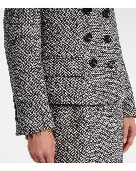 Dolce & Gabbana Gray Dolce&Gabbana Single Breasted Speckled Wool Blend Jacket