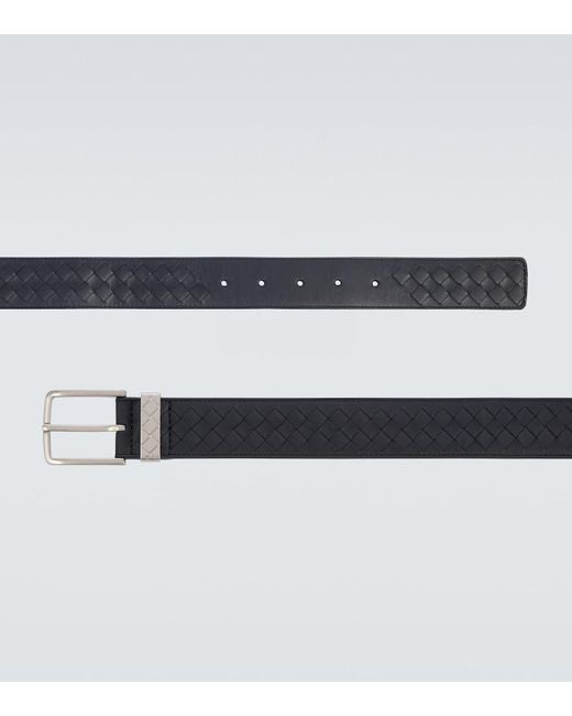 Bottega Veneta Black Intreccio Loop Leather Belt for men