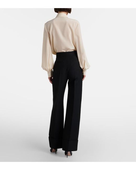 Valentino Black Crepe Couture Wide-Leg Pants