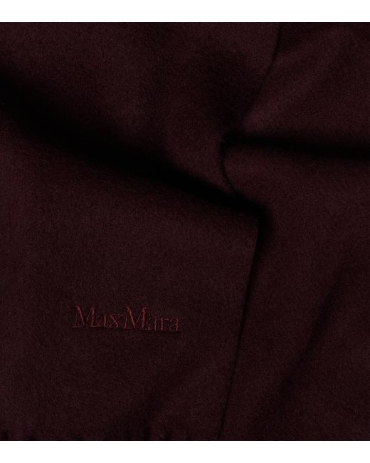 Max Mara Purple Fringed Wool Scarf