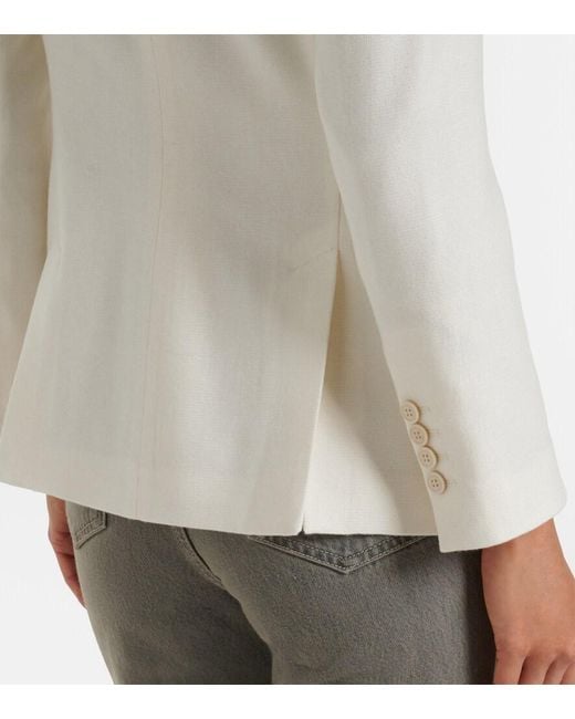 Eleventy Natural Double-Breasted Wool And Cashmere Blazer