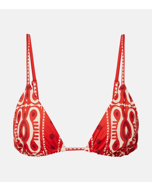 Johanna Ortiz Red Printed Bikini Top