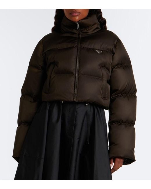 Prada Black Cropped Re-Nylon Down Jacket