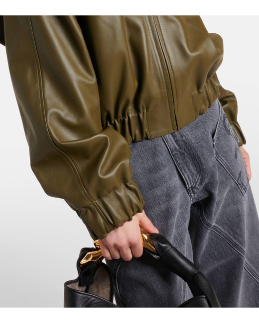 J.W. Anderson Green Suede-trimmed Leather Bomber Jacket