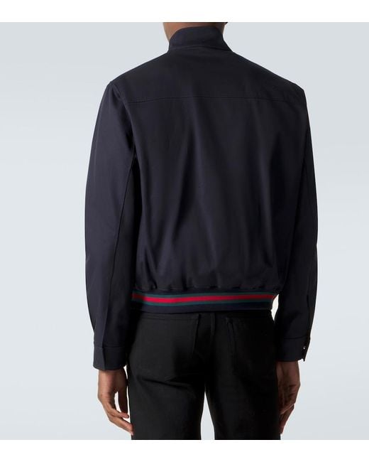Gucci Blue Web Stripe Cotton Twill Jacket for men