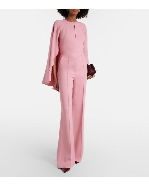 Elie Saab Pink Caped Cady Jumpsuit