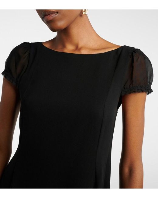 Posse Black Priscilla Lace-Trimmed Silk Minidress