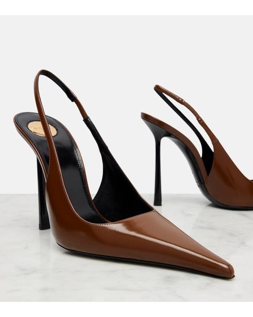 Saint Laurent Brown Vendome 110 Leather Slingback Pumps