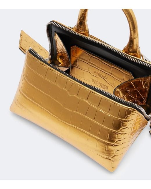The Attico Metallic Friday Mini Croc-Effect Leather Top-Handle Bag