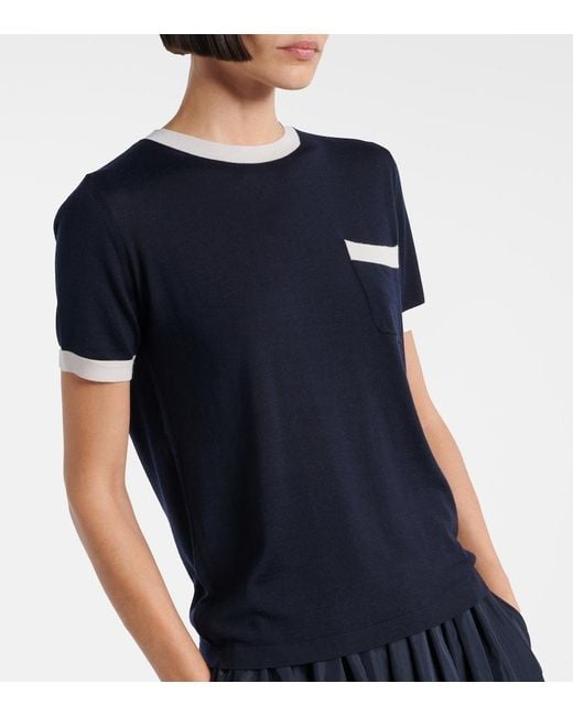 Max Mara Blue Egidio Virgin Wool Top