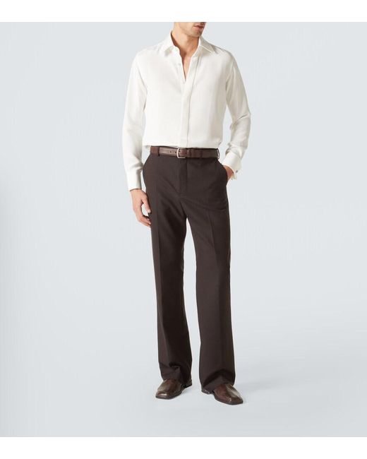 Thom Sweeney White Silk Shirt for men