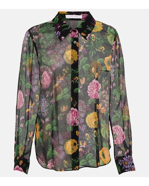 Carolina Herrera Black Floral Blouse