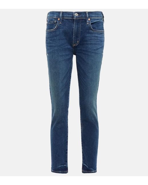Citizens of Humanity Blue Ella Mid-Rise Cropped Slim Jeans