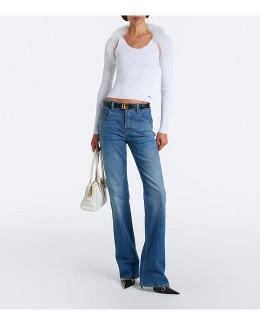 Gucci Blue Mid-Rise Flared Jeans