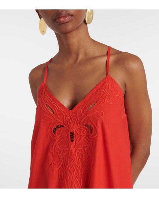 Juliet Dunn Embroidered Cotton Poplin Midi Dress